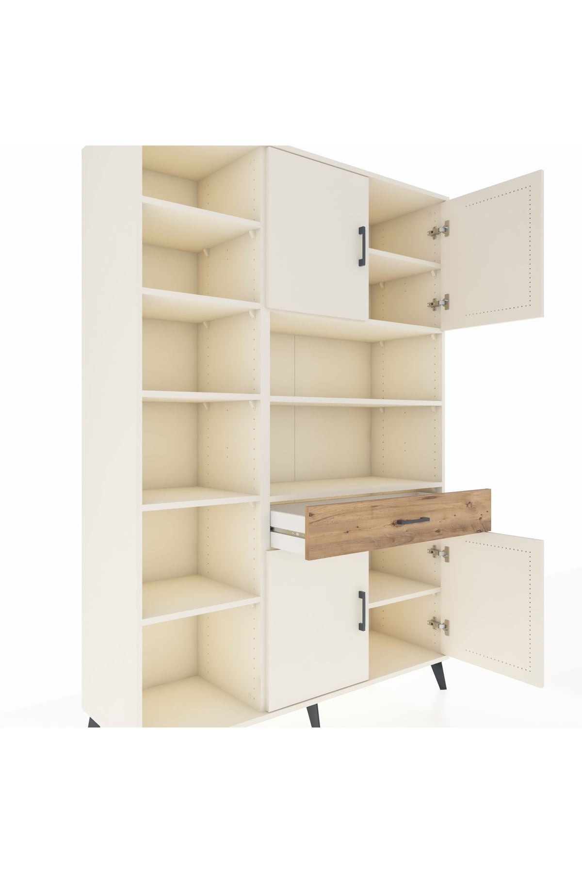 Hyperion Dolap 10 Raflı Tek Çekmeceli 4 Kapaklı 132x44x195 Aytaşı-Aytaşı/Çam