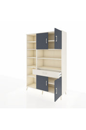 Hyperion Dolap 10 Raflı Tek Çekmeceli 4 Kapaklı 132x44x195 Aytaşı-Antrasit/Aytaşı