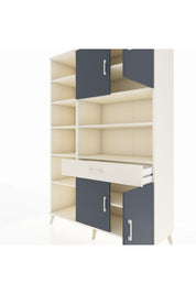 Hyperion Dolap 10 Raflı Tek Çekmeceli 4 Kapaklı 132x44x195 Aytaşı-Antrasit/Aytaşı