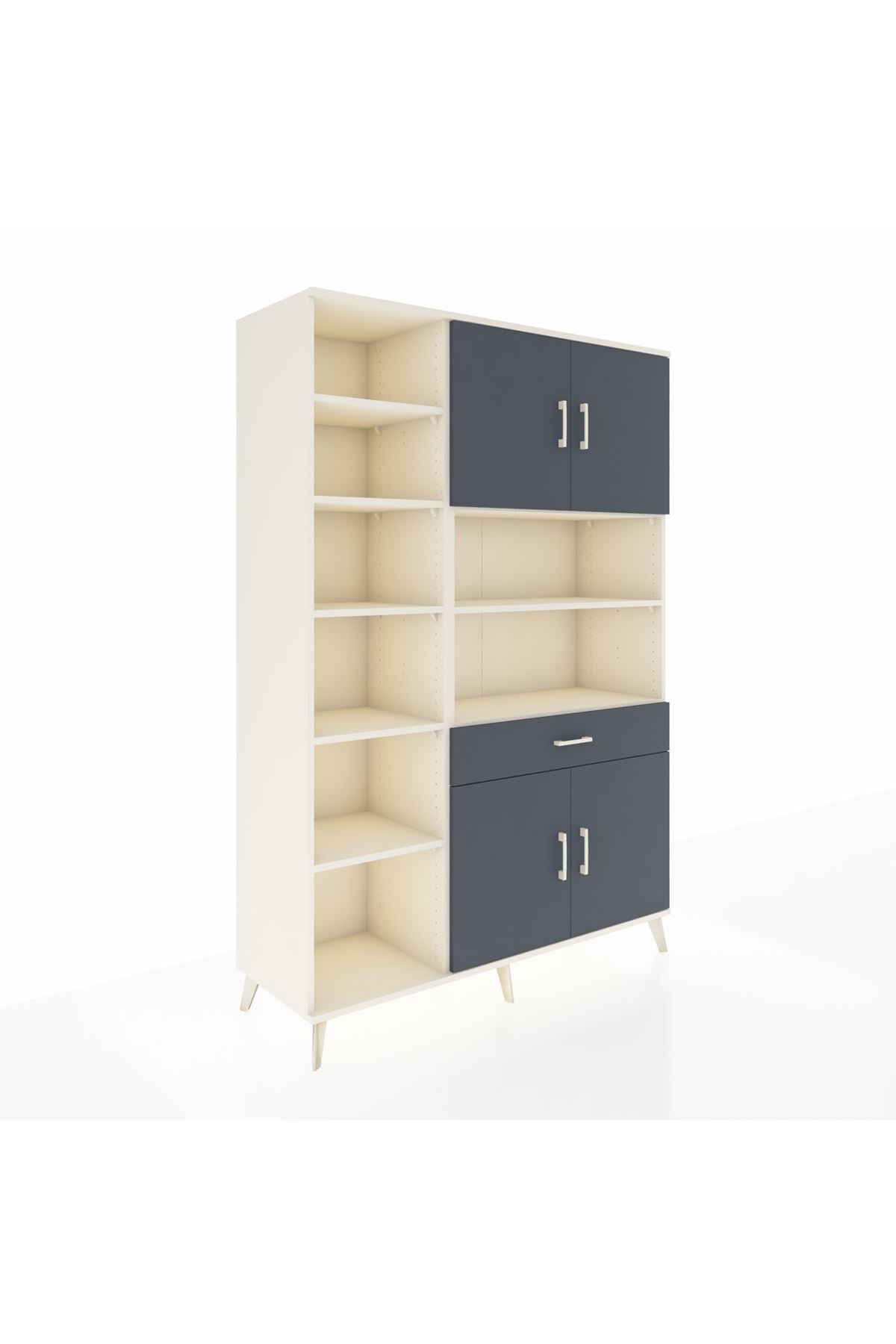 Hyperion Dolap 10 Raflı Tek Çekmeceli 4 Kapaklı 132x44x195 Aytaşı-Antrasit/Antrasit