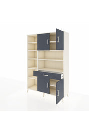 Hyperion Dolap 10 Raflı Tek Çekmeceli 4 Kapaklı 132x44x195 Aytaşı-Antrasit/Antrasit