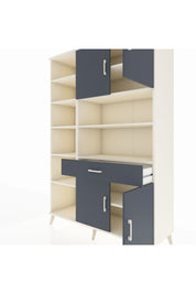 Hyperion Dolap 10 Raflı Tek Çekmeceli 4 Kapaklı 132x44x195 Aytaşı-Antrasit/Antrasit