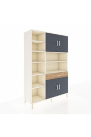 Hyperion Dolap 10 Raflı Tek Çekmeceli 4 Kapaklı 132x44x195 Aytaşı-Antrasit/Çam