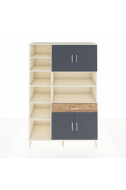 Hyperion Dolap 10 Raflı Tek Çekmeceli 4 Kapaklı 132x44x195 Aytaşı-Antrasit/Çam