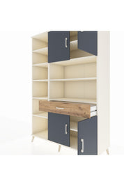 Hyperion Dolap 10 Raflı Tek Çekmeceli 4 Kapaklı 132x44x195 Aytaşı-Antrasit/Çam