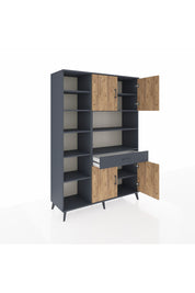 Hyperion Dolap 10 Raflı Tek Çekmeceli 4 Kapaklı 132x44x195 Antrasit-Çam/Antrasit