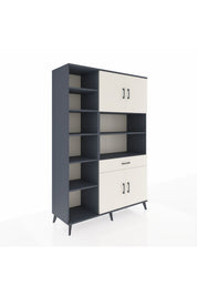 Hyperion Dolap 10 Raflı Tek Çekmeceli 4 Kapaklı 132x44x195 Antrasit-Aytaşı/Aytaşı