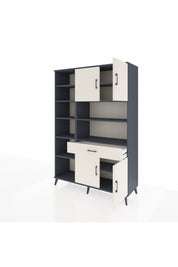 Hyperion Dolap 10 Raflı Tek Çekmeceli 4 Kapaklı 132x44x195 Antrasit-Aytaşı/Aytaşı