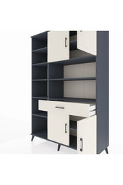 Hyperion Dolap 10 Raflı Tek Çekmeceli 4 Kapaklı 132x44x195 Antrasit-Aytaşı/Aytaşı