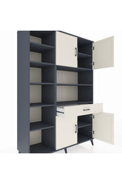 Hyperion Dolap 10 Raflı Tek Çekmeceli 4 Kapaklı 132x44x195 Antrasit-Aytaşı/Aytaşı