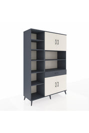 Hyperion Dolap 10 Raflı Tek Çekmeceli 4 Kapaklı 132x44x195 Antrasit-Aytaşı/Antrasit