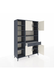 Hyperion Dolap 10 Raflı Tek Çekmeceli 4 Kapaklı 132x44x195 Antrasit-Aytaşı/Antrasit