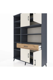 Hyperion Dolap 10 Raflı Tek Çekmeceli 4 Kapaklı 132x44x195 Antrasit-Aytaşı/Çam