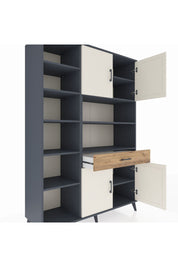 Hyperion Dolap 10 Raflı Tek Çekmeceli 4 Kapaklı 132x44x195 Antrasit-Aytaşı/Çam