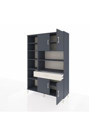 Hyperion Dolap 10 Raflı Tek Çekmeceli 4 Kapaklı 132x44x195 Antrasit-Antrasit/Aytaşı