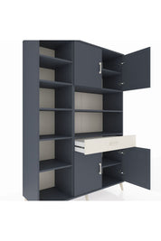 Hyperion Dolap 10 Raflı Tek Çekmeceli 4 Kapaklı 132x44x195 Antrasit-Antrasit/Aytaşı