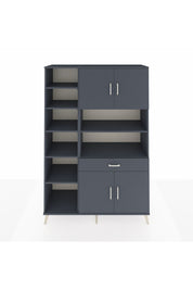 Hyperion Dolap 10 Raflı Tek Çekmeceli 4 Kapaklı 132x44x195 Antrasit-Antrasit/Antrasit