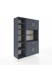 Hyperion Dolap 10 Raflı Tek Çekmeceli 4 Kapaklı 132x44x195 Antrasit-Antrasit/Antrasit