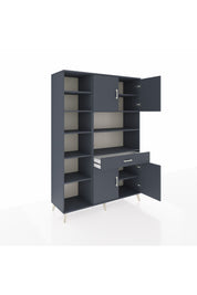 Hyperion Dolap 10 Raflı Tek Çekmeceli 4 Kapaklı 132x44x195 Antrasit-Antrasit/Antrasit