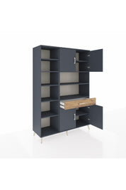 Hyperion Dolap 10 Raflı Tek Çekmeceli 4 Kapaklı 132x44x195 Antrasit-Antrasit/Çam