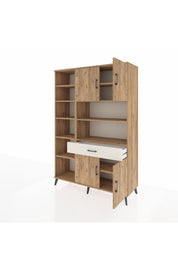 Hyperion Dolap 10 Raflı Tek Çekmeceli 4 Kapaklı 132x44x195 Çam-Çam/Aytaşı