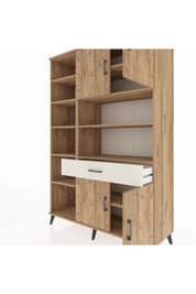 Hyperion Dolap 10 Raflı Tek Çekmeceli 4 Kapaklı 132x44x195 Çam-Çam/Aytaşı