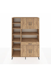 Hyperion Dolap 10 Raflı Tek Çekmeceli 4 Kapaklı 132x44x195 Çam-Çam/Çam