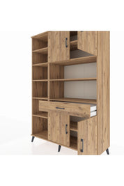 Hyperion Dolap 10 Raflı Tek Çekmeceli 4 Kapaklı 132x44x195 Çam-Çam/Çam