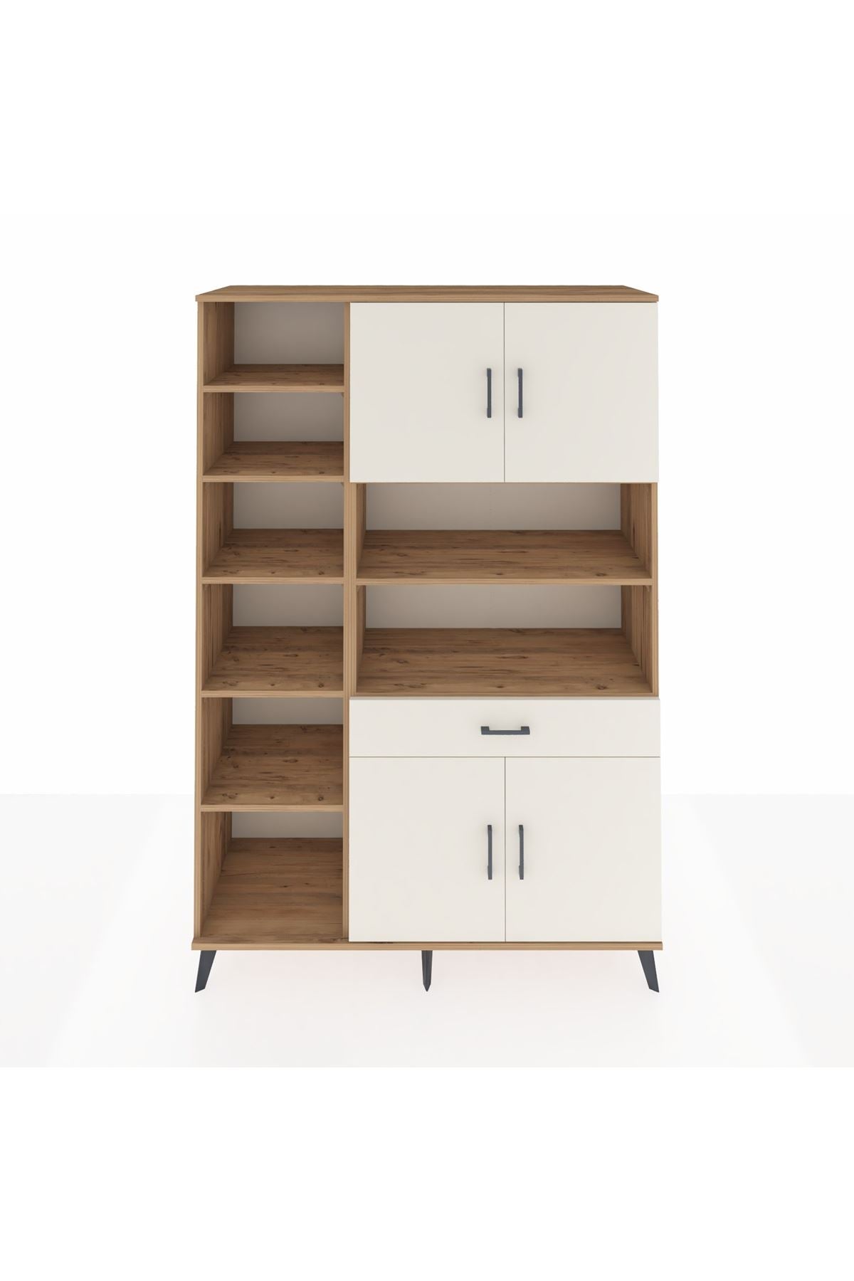 Hyperion Dolap 10 Raflı Tek Çekmeceli 4 Kapaklı 132x44x195 Çam-Aytaşı/Aytaşı