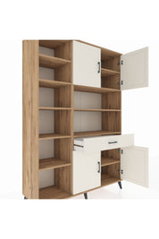 Hyperion Dolap 10 Raflı Tek Çekmeceli 4 Kapaklı 132x44x195 Çam-Aytaşı/Aytaşı