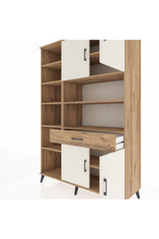 Hyperion Dolap 10 Raflı Tek Çekmeceli 4 Kapaklı 132x44x195 Çam-Aytaşı/Çam