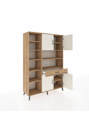 Hyperion Dolap 10 Raflı Tek Çekmeceli 4 Kapaklı 132x44x195 Çam-Aytaşı/Çam