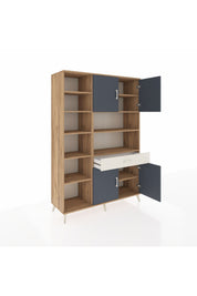 Hyperion Dolap 10 Raflı Tek Çekmeceli 4 Kapaklı 132x44x195 Çam-Antrasit/Aytaşı