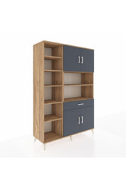 Hyperion Dolap 10 Raflı Tek Çekmeceli 4 Kapaklı 132x44x195 Çam-Antrasit/Antrasit