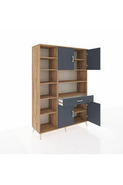 Hyperion Dolap 10 Raflı Tek Çekmeceli 4 Kapaklı 132x44x195 Çam-Antrasit/Antrasit