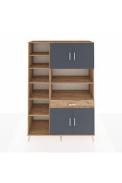 Hyperion Dolap 10 Raflı Tek Çekmeceli 4 Kapaklı 132x44x195 Çam-Antrasit/Çam