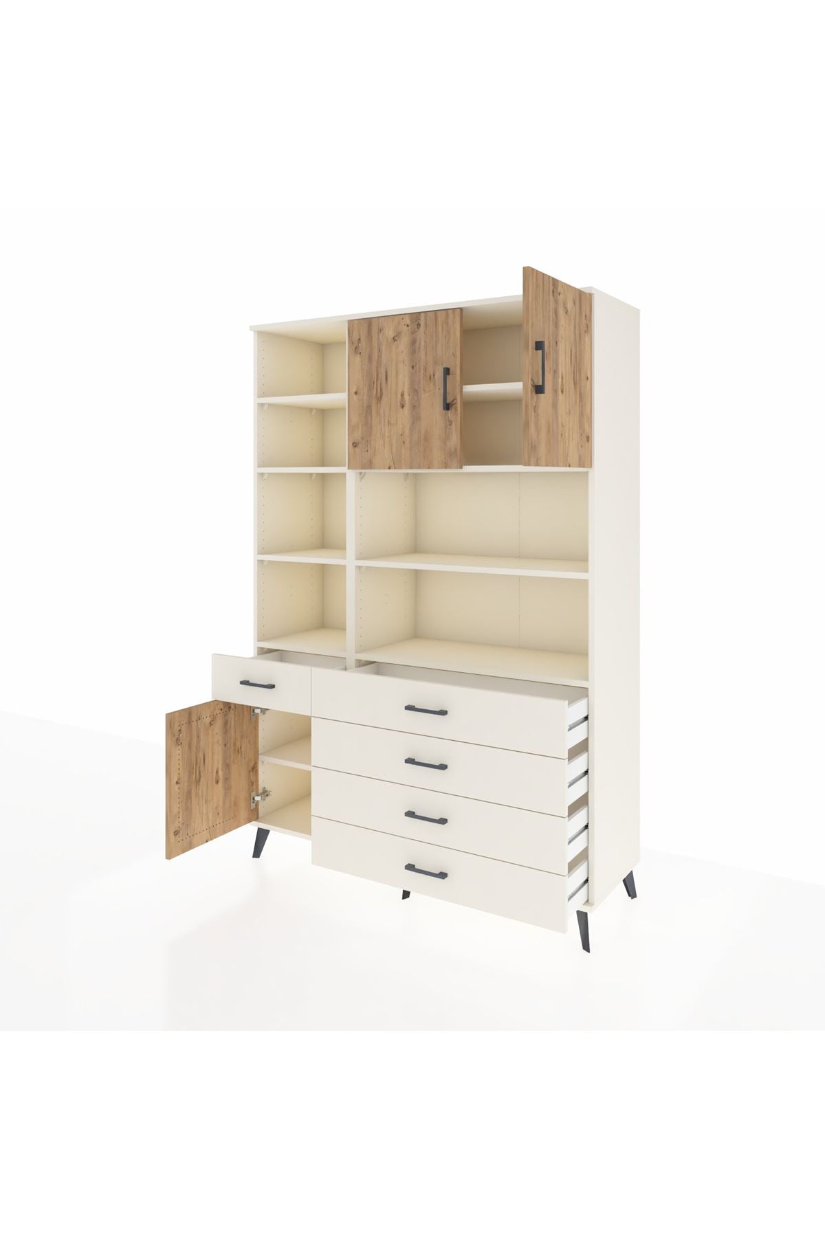 Hyperion Dolap 9 Raflı 5 Çekmeceli 3 Kapaklı 132x44x195 Aytaşı-Çam/Aytaşı