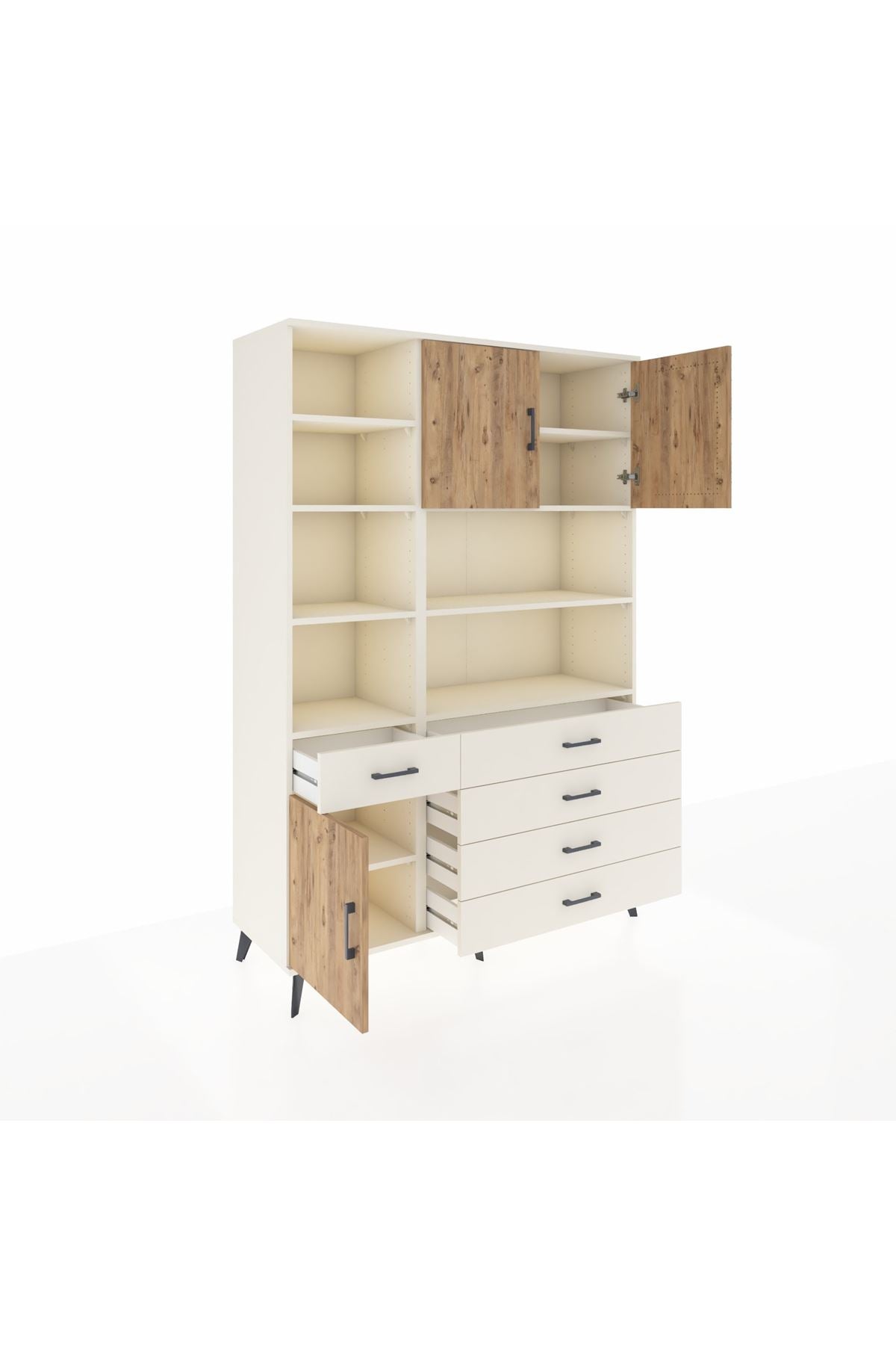 Hyperion Dolap 9 Raflı 5 Çekmeceli 3 Kapaklı 132x44x195 Aytaşı-Çam/Aytaşı