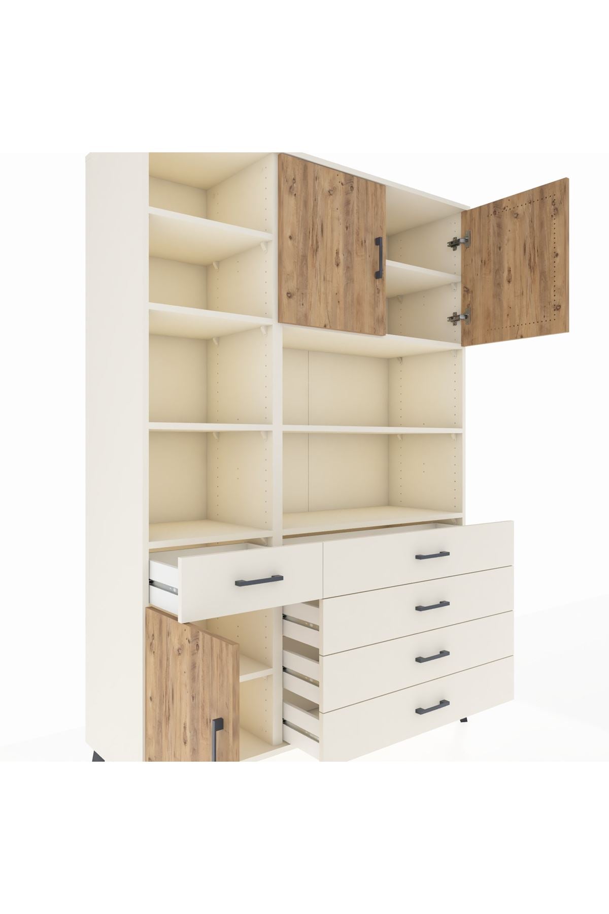 Hyperion Dolap 9 Raflı 5 Çekmeceli 3 Kapaklı 132x44x195 Aytaşı-Çam/Aytaşı