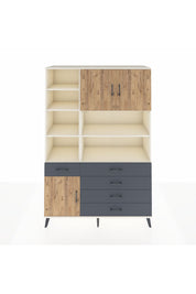 Hyperion Dolap 9 Raflı 5 Çekmeceli 3 Kapaklı 132x44x195 Aytaşı-Çam/Antrasit