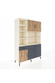 Hyperion Dolap 9 Raflı 5 Çekmeceli 3 Kapaklı 132x44x195 Aytaşı-Çam/Antrasit