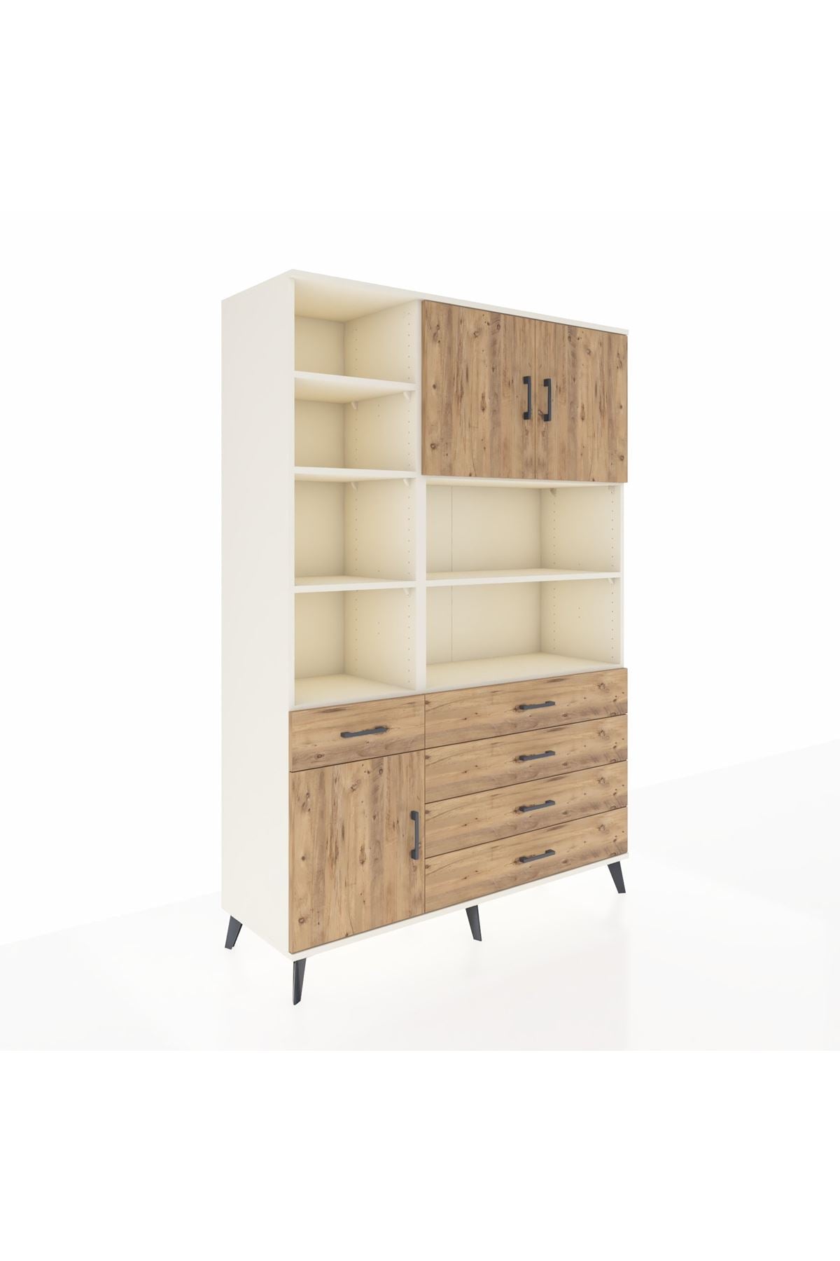 Hyperion Dolap 9 Raflı 5 Çekmeceli 3 Kapaklı 132x44x195 Aytaşı-Çam/Çam