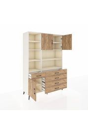 Hyperion Dolap 9 Raflı 5 Çekmeceli 3 Kapaklı 132x44x195 Aytaşı-Çam/Çam