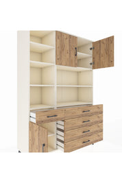 Hyperion Dolap 9 Raflı 5 Çekmeceli 3 Kapaklı 132x44x195 Aytaşı-Çam/Çam