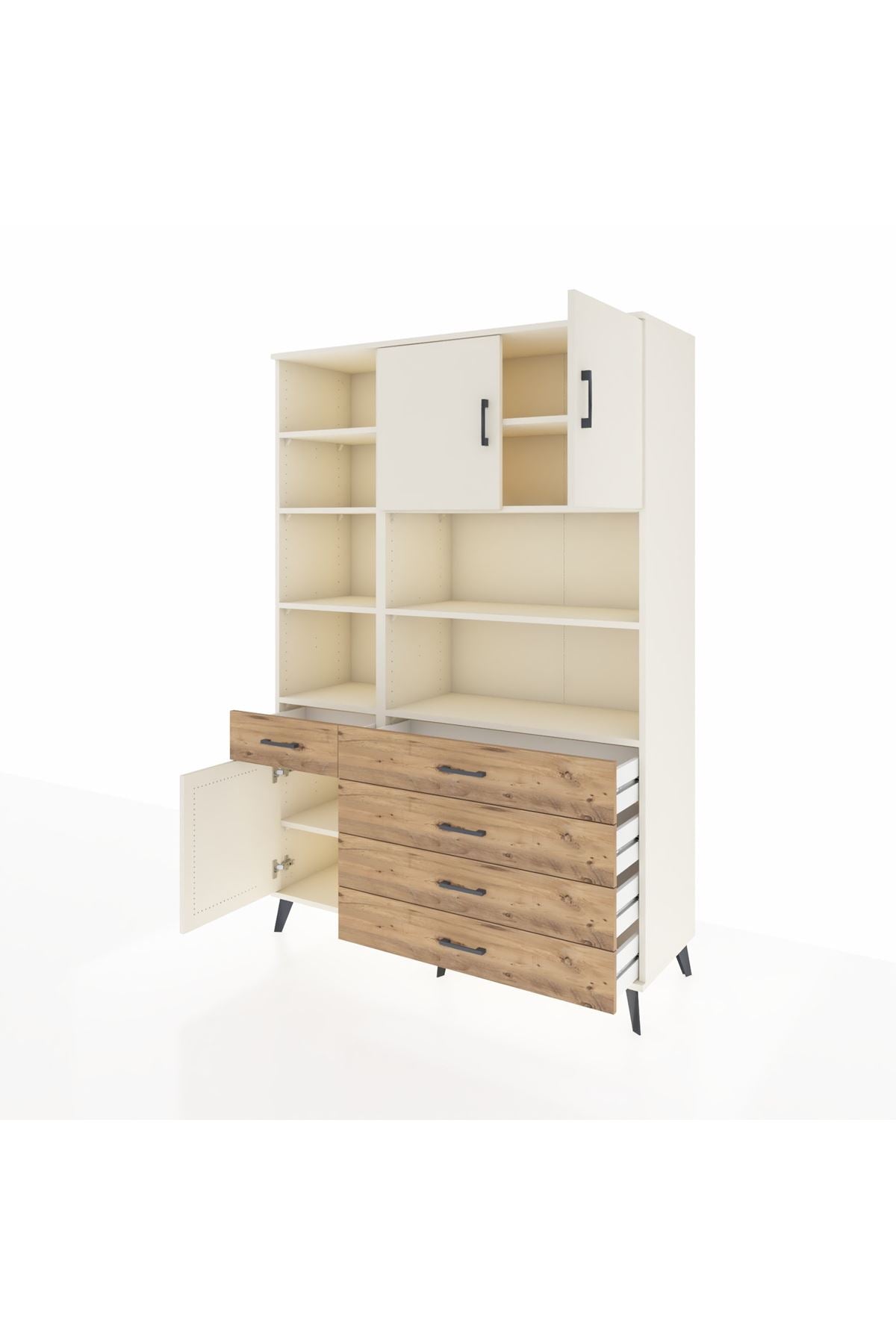 Hyperion Dolap 9 Raflı 5 Çekmeceli 3 Kapaklı 132x44x195 Aytaşı-Aytaşı/Çam