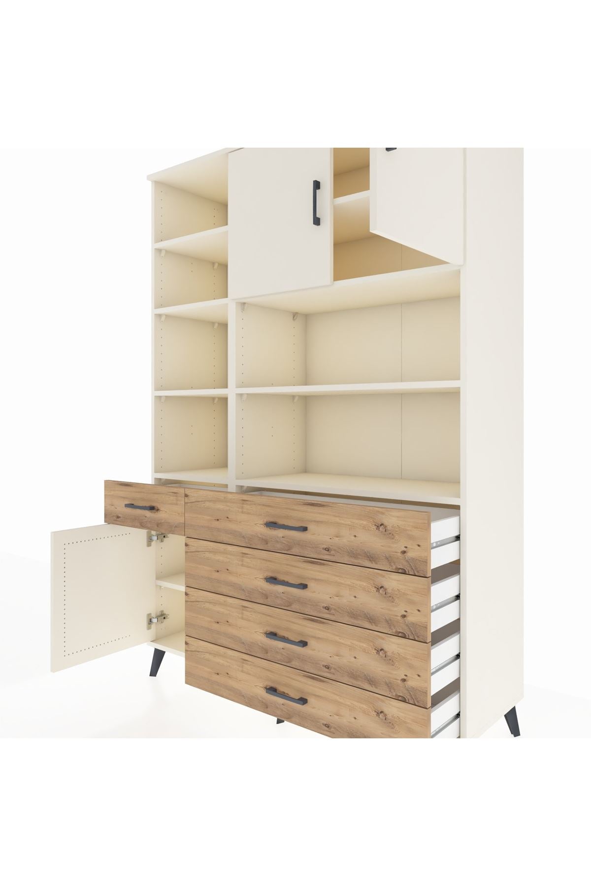 Hyperion Dolap 9 Raflı 5 Çekmeceli 3 Kapaklı 132x44x195 Aytaşı-Aytaşı/Çam