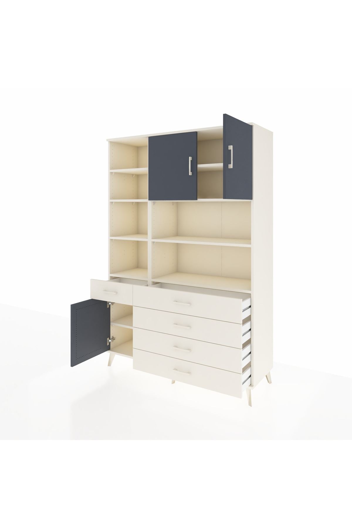 Hyperion Dolap 9 Raflı 5 Çekmeceli 3 Kapaklı 132x44x195 Aytaşı-Antrasit/Aytaşı