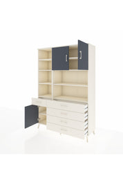 Hyperion Dolap 9 Raflı 5 Çekmeceli 3 Kapaklı 132x44x195 Aytaşı-Antrasit/Aytaşı