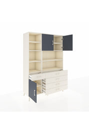 Hyperion Dolap 9 Raflı 5 Çekmeceli 3 Kapaklı 132x44x195 Aytaşı-Antrasit/Aytaşı