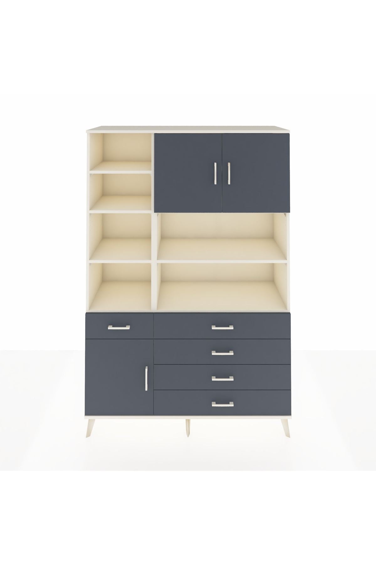 Hyperion Dolap 9 Raflı 5 Çekmeceli 3 Kapaklı 132x44x195 Aytaşı-Antrasit/Antrasit